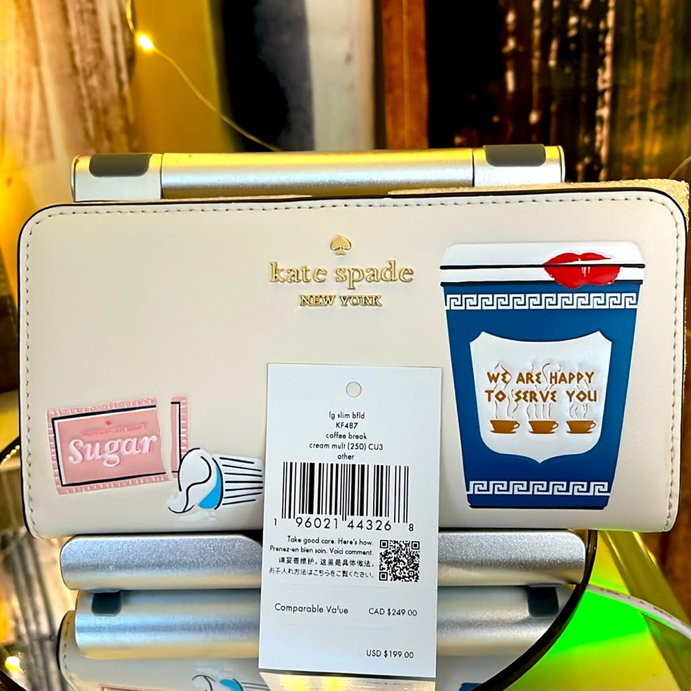 KATE SPADE NWT RARE “COFFEE BREAK”Full inclusion LONG SLIM BILLFOLD.